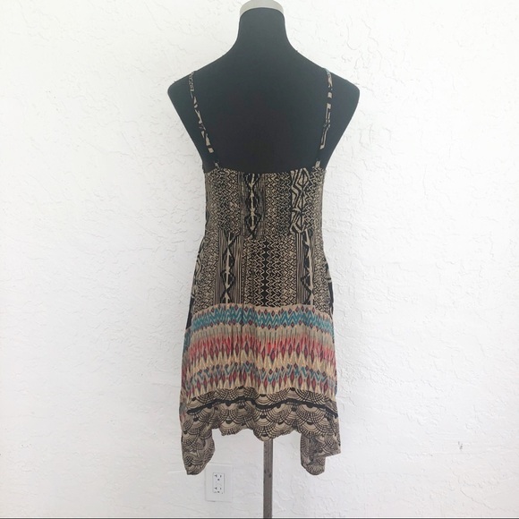 Y2K Boho Hippie California Moonrise Beach Asymmetrical Print Tunic Dress - Picture 6 of 7